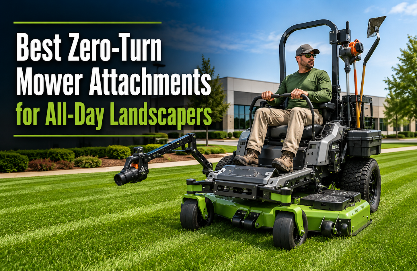 Zero-turn mower attachments for commercial landscapers